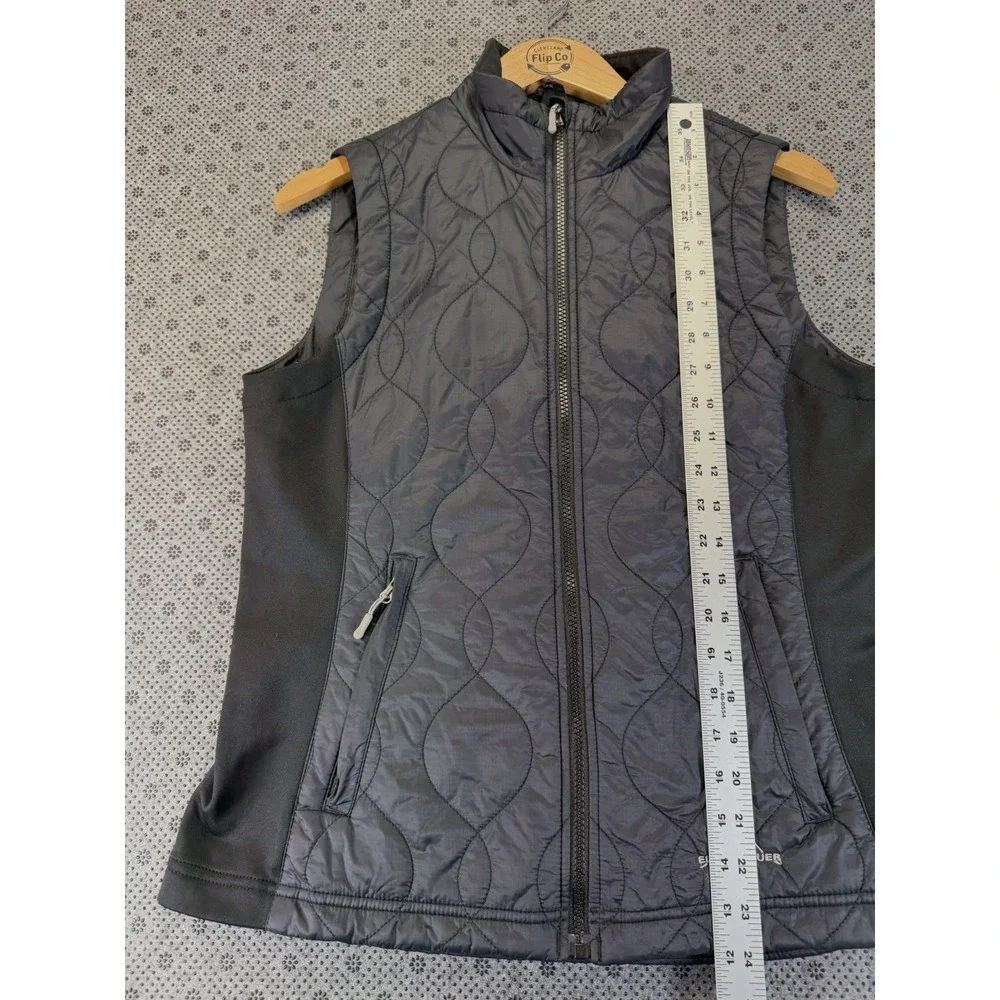 Eddie Bauer 365 Women's Black Quilted Down Vest Size M Zipper Pockets Sleeveless